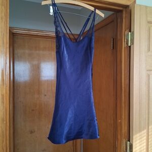 Victoria's Secret Midnight Blue Satin Chemise